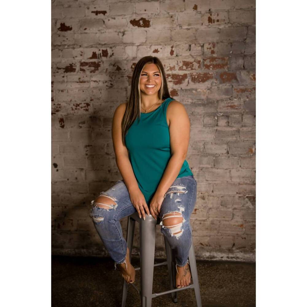 NEW PHIERCE FASHIONS flowy bra free tank top in teal